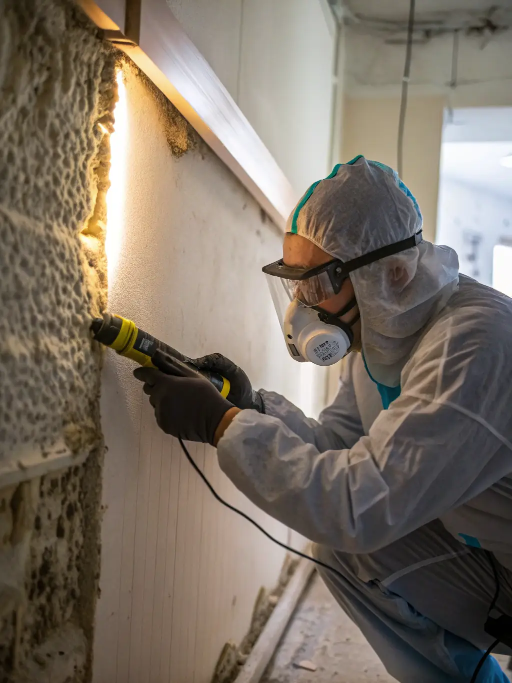 A photo showcasing Versatile Restoration Pros technicians using advanced mold detection equipment in a residential property.