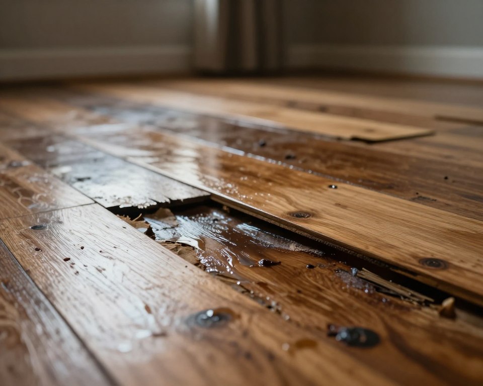 water damage on hardwood floors