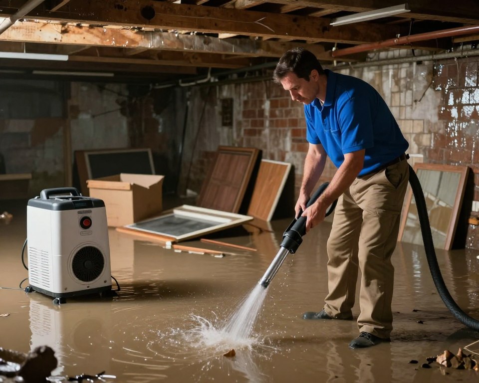 Flooded basement cleanup
